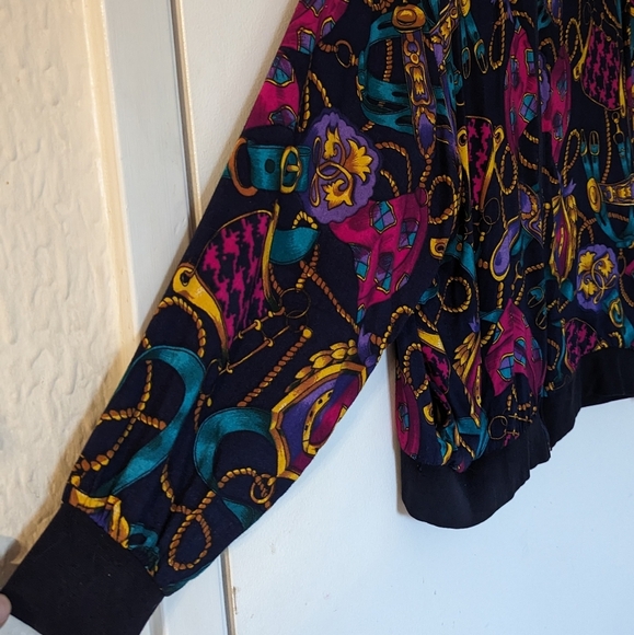 PI LA Equestrian Multicolor Bomber Zip Up Jacket - Picture 2 of 5